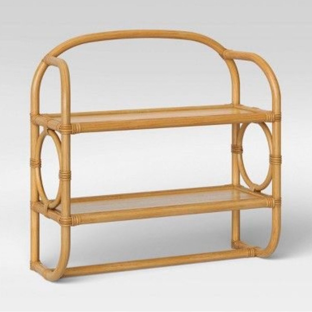 Threshold Rattan Wall Bath Shelf, Honey Tan